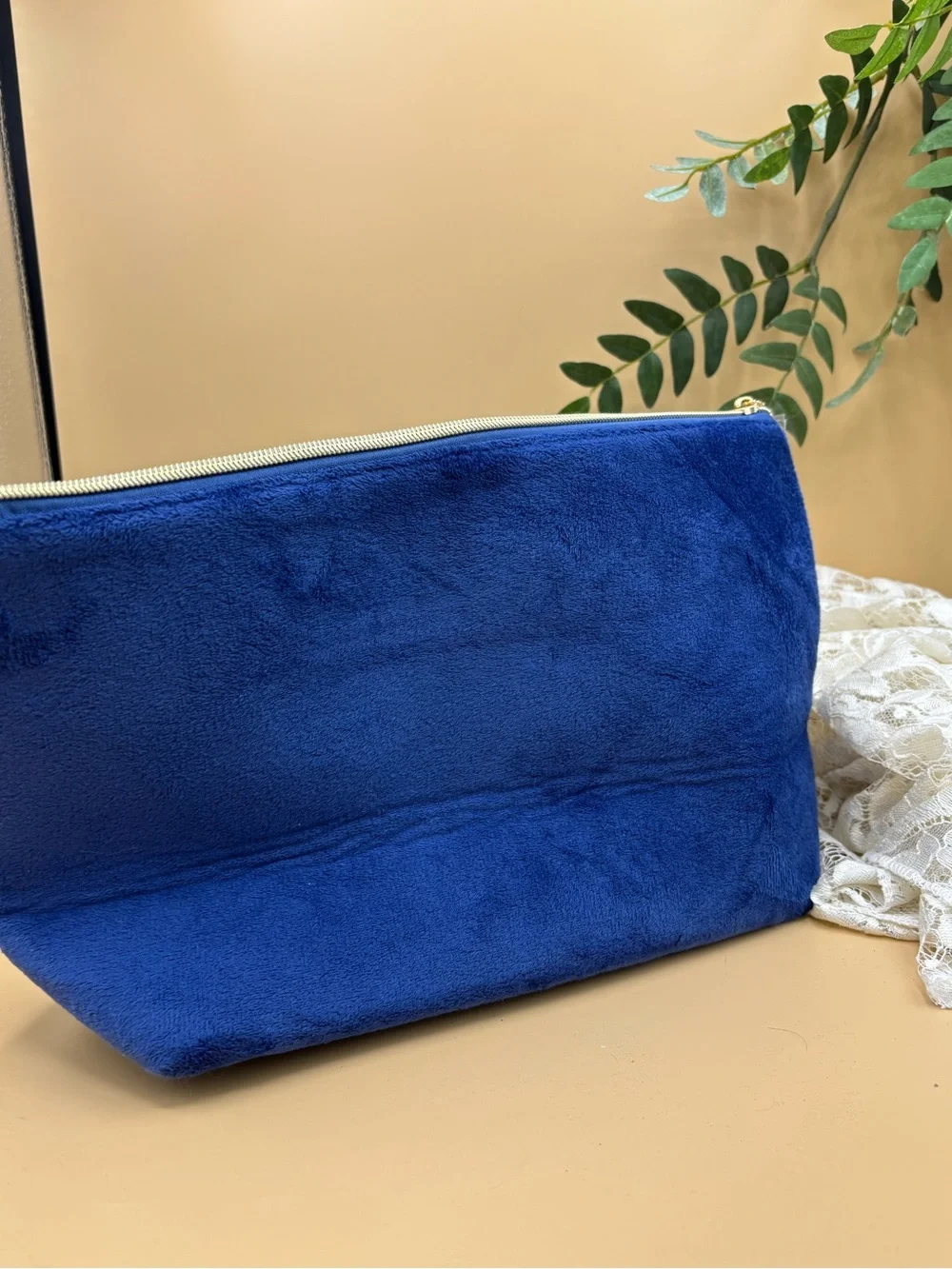 Juicy Couture Blue Velvet Cosmetic Pouch with Crystal Crown